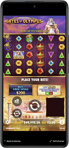 Jogue Gates of Olympus no seu telefone
